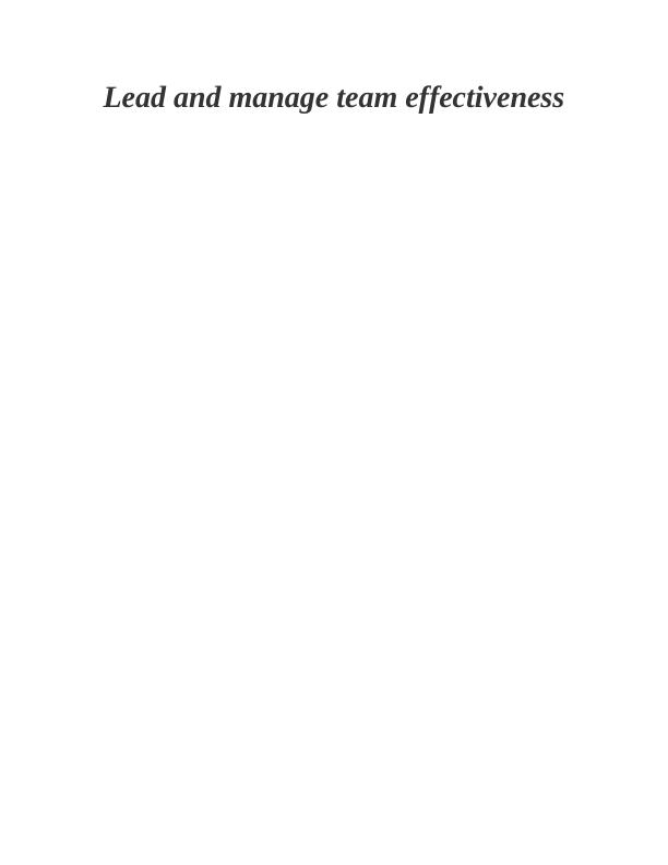 lead-and-manage-team-effectiveness-desklib