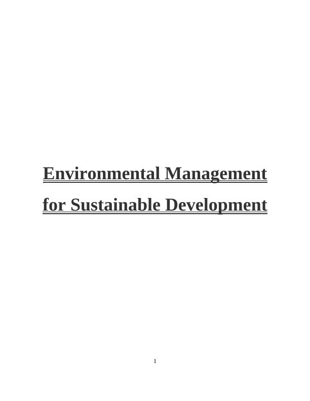 Environmental Management for Sustainable Development Assignment_1