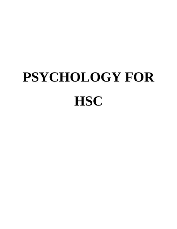 Concept of Psychology in HSC | Report_1