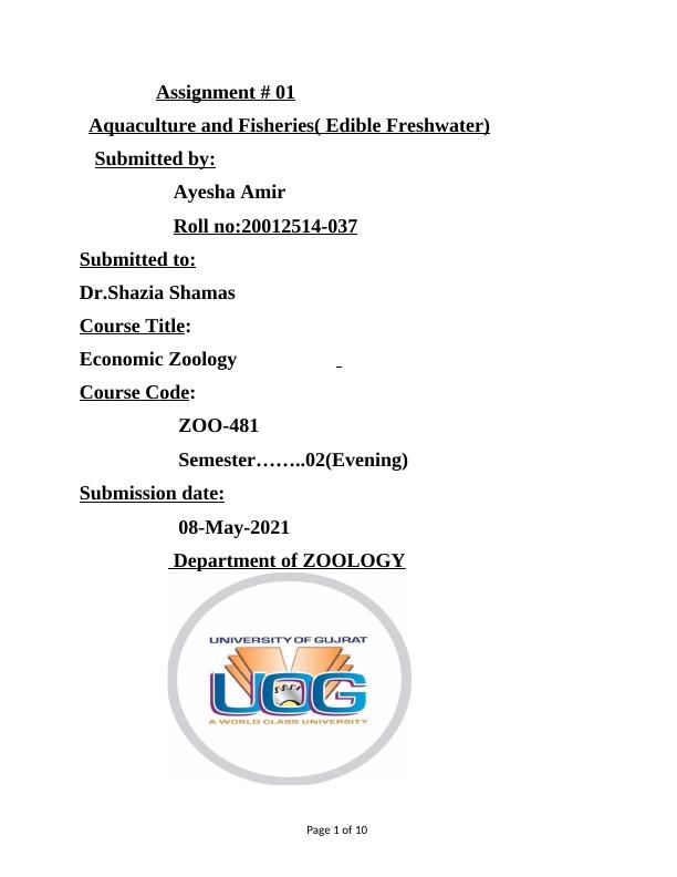 Economic Zoology Assignment PDF_1