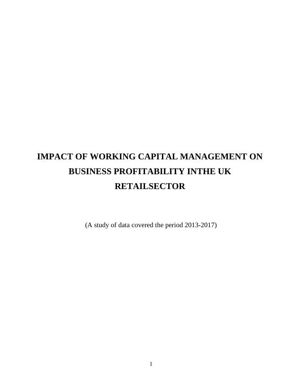 Working Capital Management Assignment_1