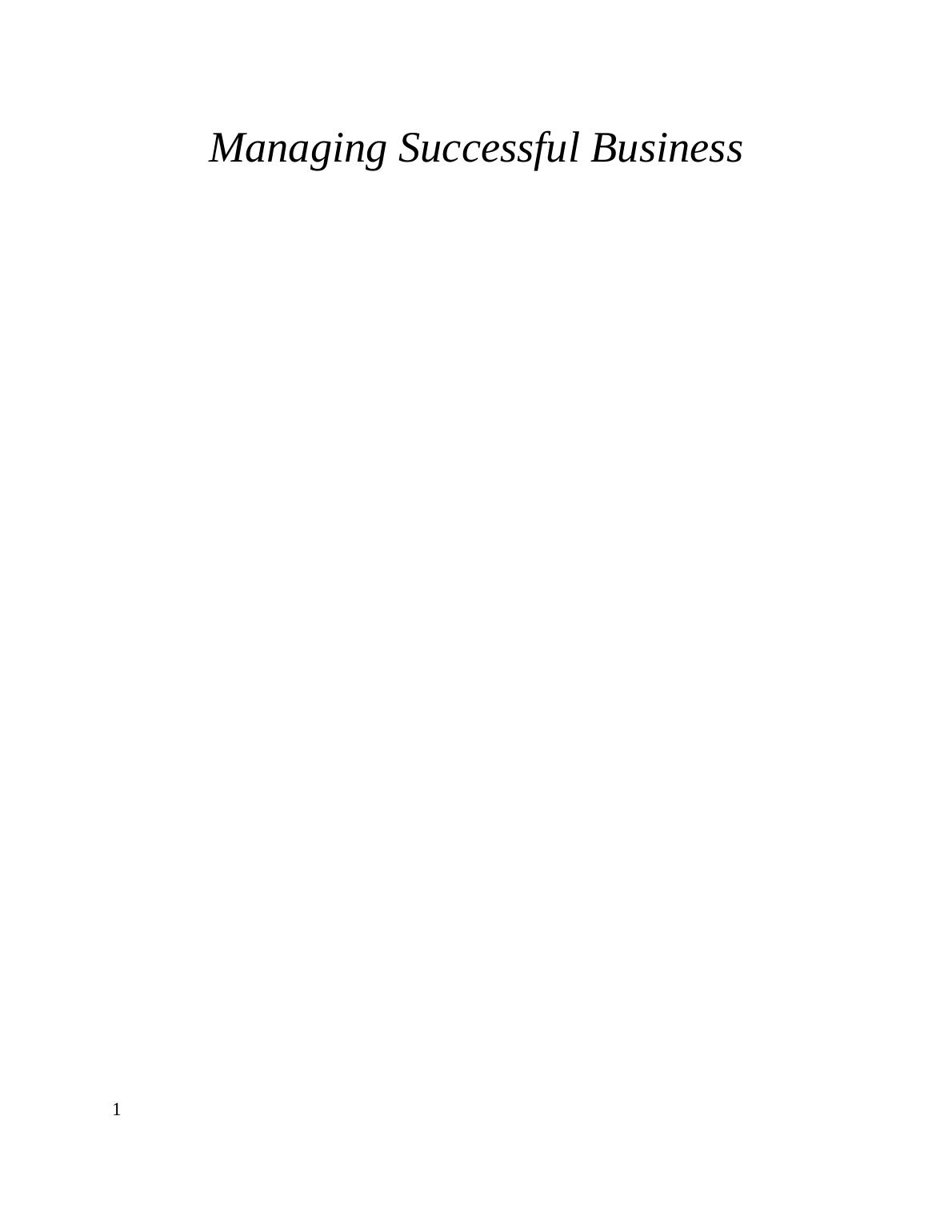Managing Successful Business | PSL_1