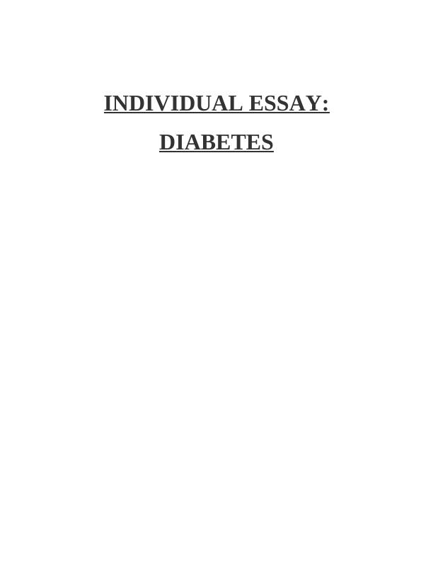 introduction about diabetes essay