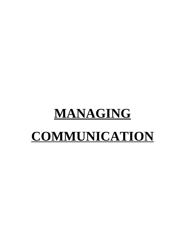Managing Communication | Project On SP Food Pvt Ltd_1