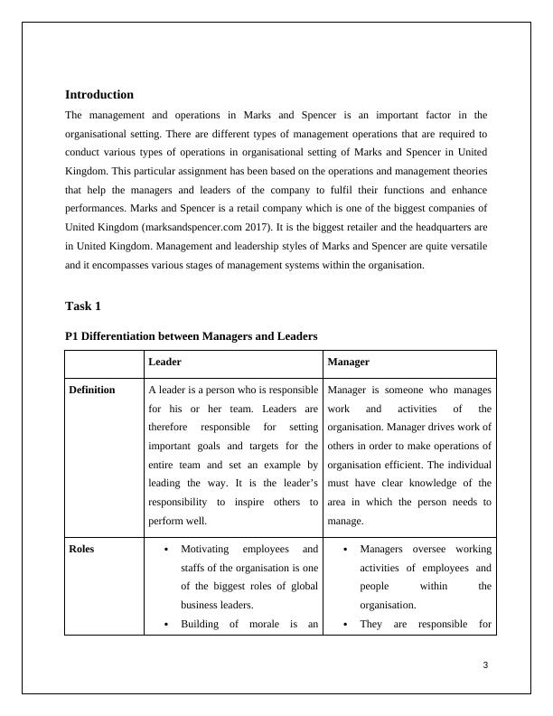 MANAGEMENT AND OPERATIONS IN M & S. 1._3