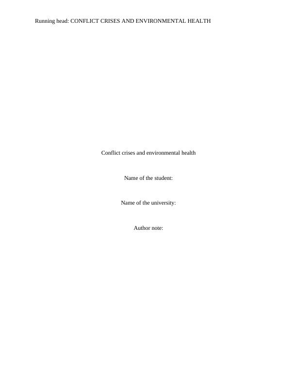 Assignment on Conflict Crisis and Environmental Health_1