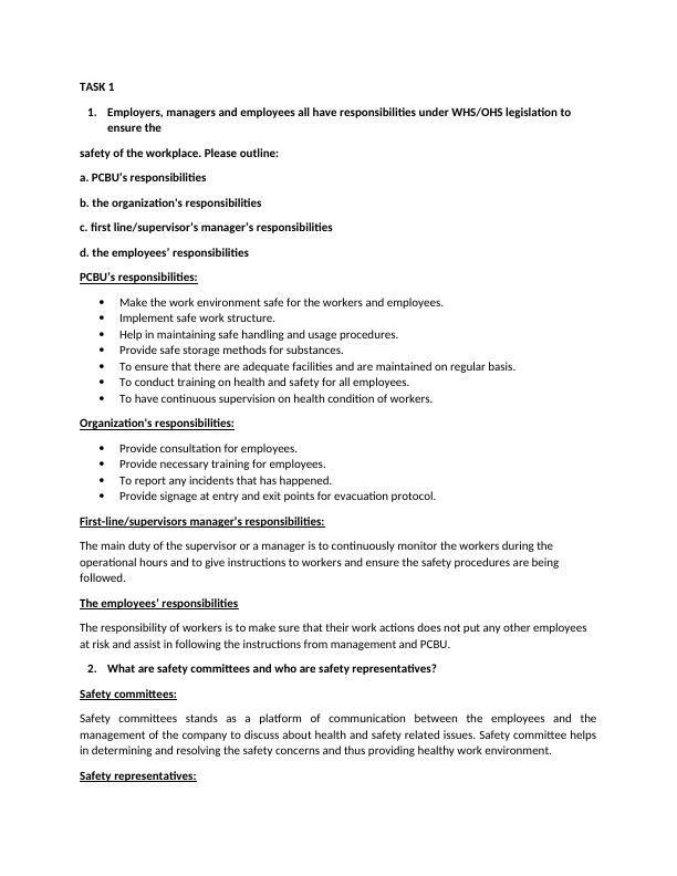 The Employees Responsibilities Assignment