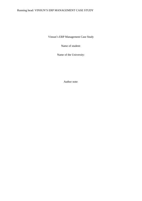 Vinson’s ERP Management Case Study_1
