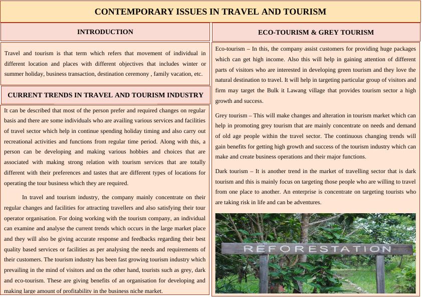 CONTEMPORARY ISSUES IN TRAVEL AND TOURISM INTRODUCTION Travel_1