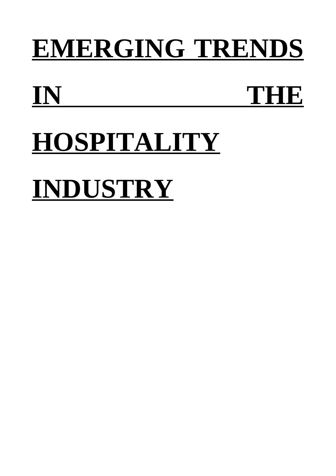 Emerging Trends in Hospitality Industry Desklib