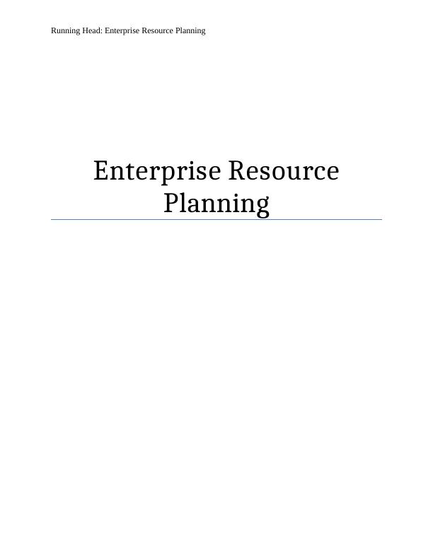 (ERP) Enterprise Resource Planning Assignment_1