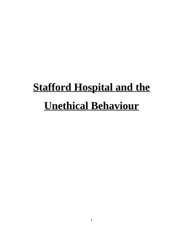 Unethical Behaviour at Stafford Hospital_1