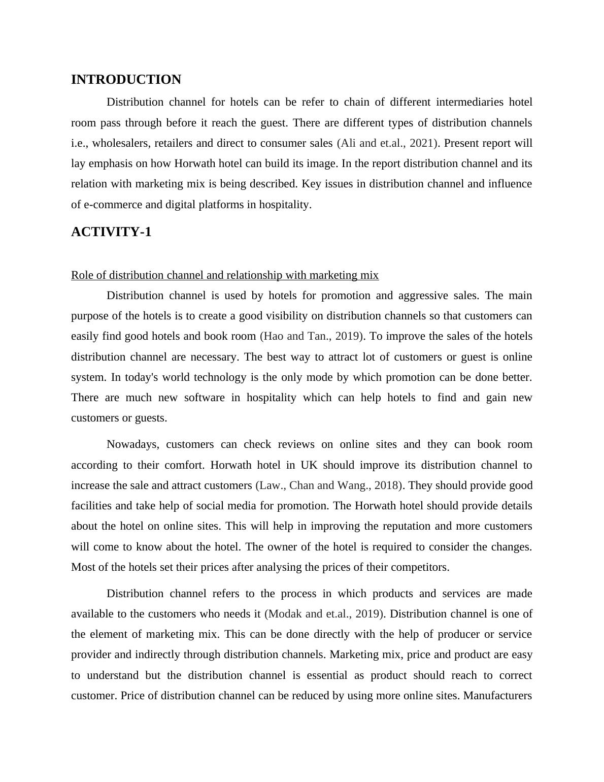 Hospitality Distribution Channels Management