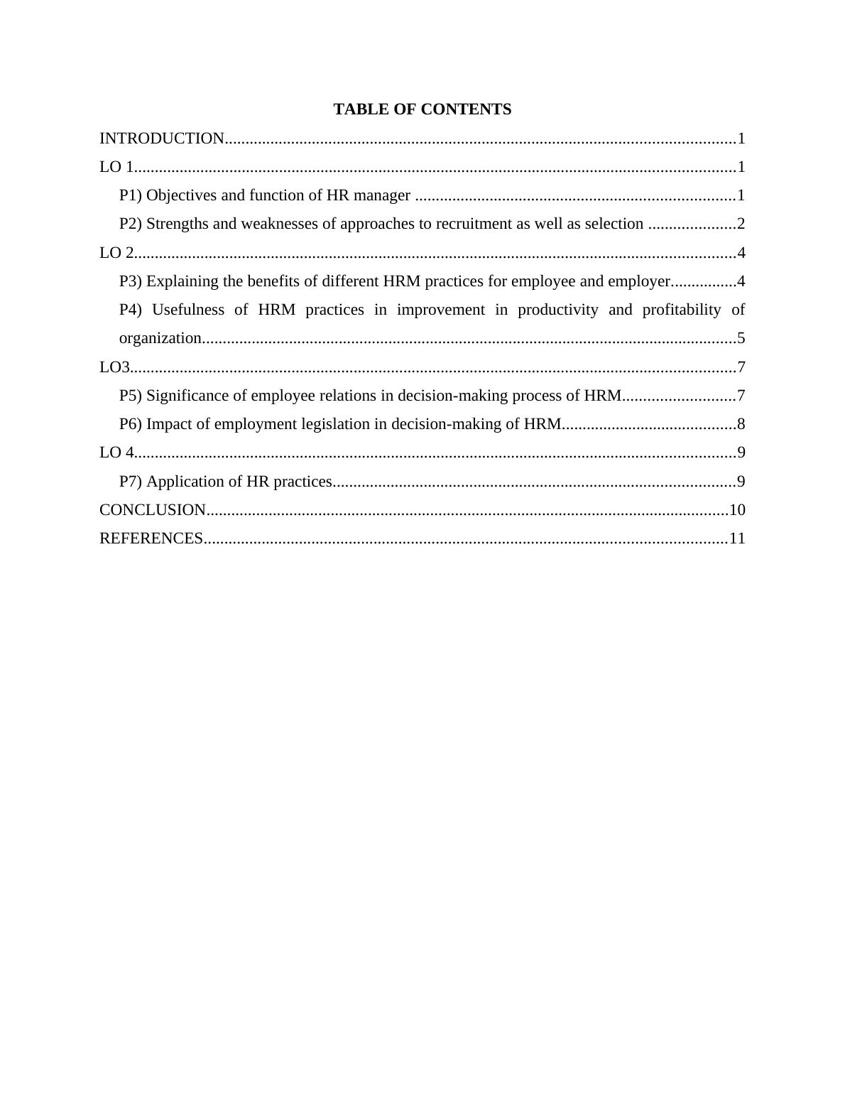 HUMAN RESOURCE MANAGEMENT TABLE OF CONTENTS_2