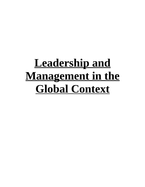 Leadership and Management in the Global Context : Total Motion_1