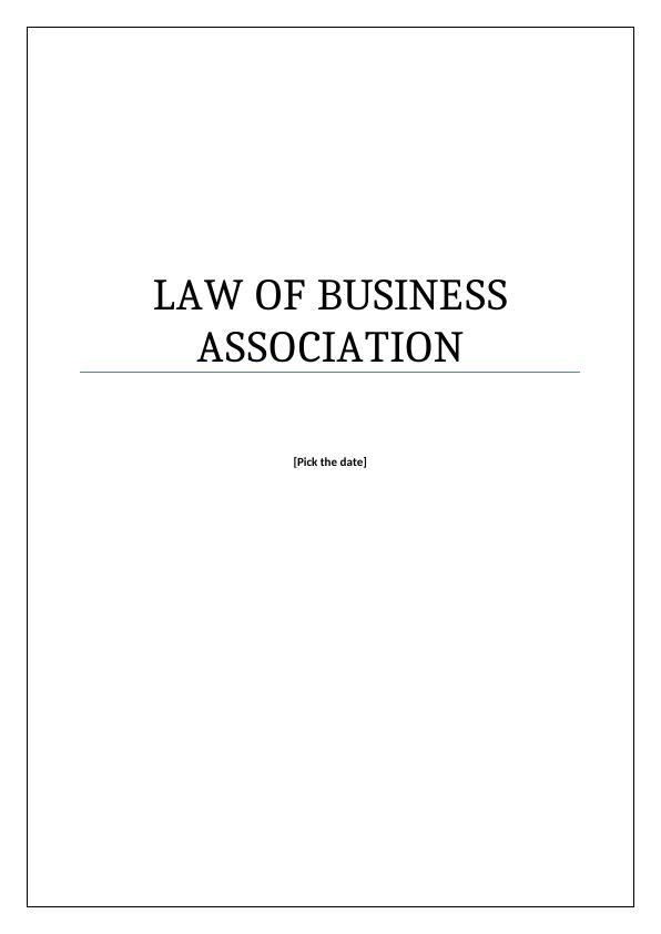 Law of Business Association Assignment PDF_1