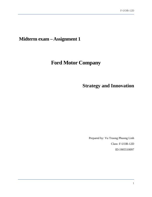 Strategy Management of Ford Motor Company_1