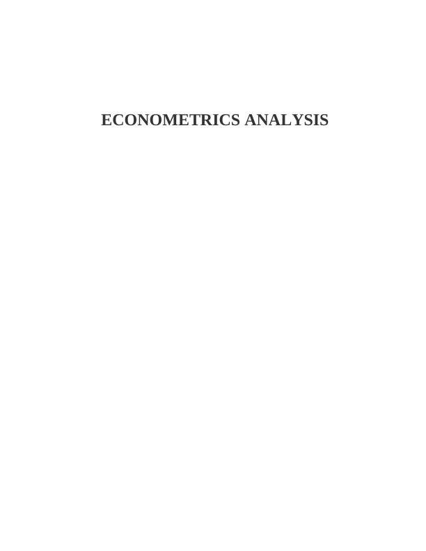 Econometrics Analysis Assignment_1