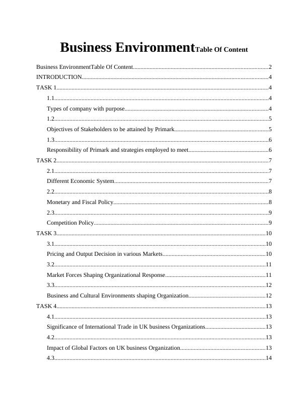 Business Environment Table Of Content_2