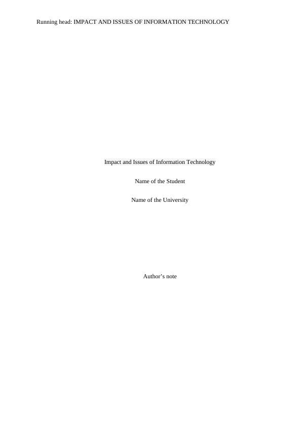 Impact of Information Technology - Essay_1
