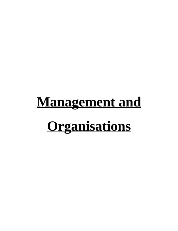 Management and Organisations Assignment_1