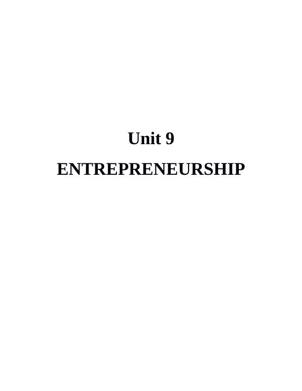 Unit 9. Entrepreneurship and Types of Ventures : Assignment_1