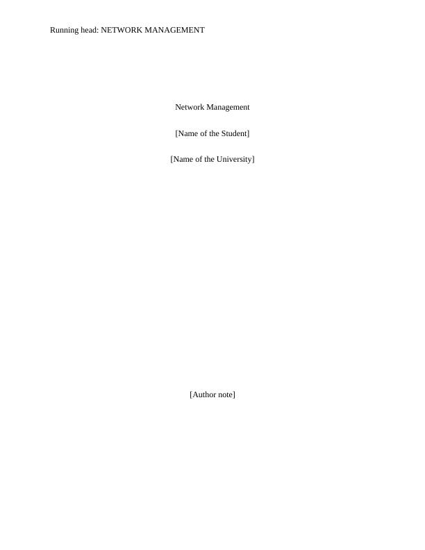 Assignment based on the Network Management_1