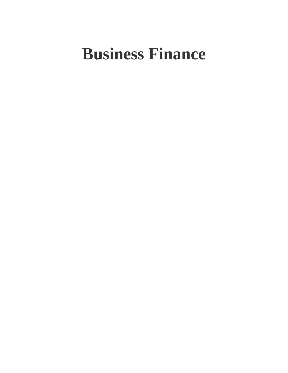 business finance assignment