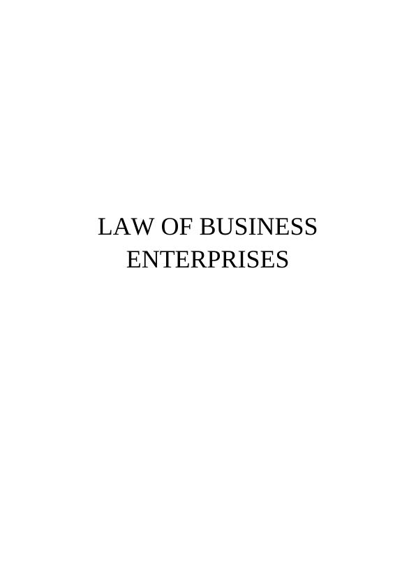 Law of Business Enterprises Assignment_1