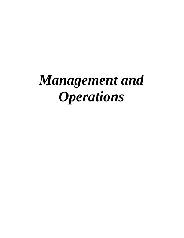Management and Operations : Assignment_1