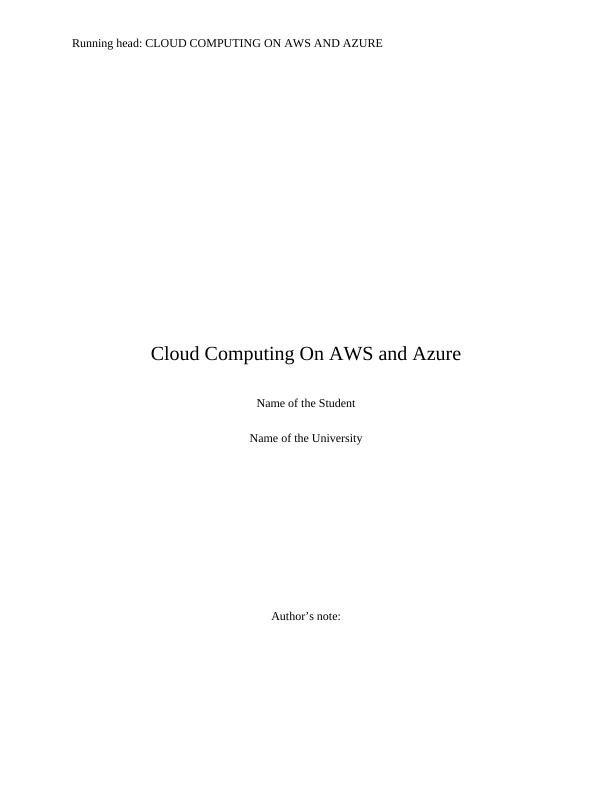 Cloud Computing On AWS and Azure_1