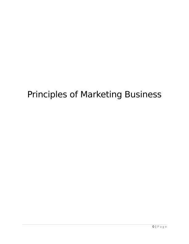 Principles of Marketing business  Assignment_1
