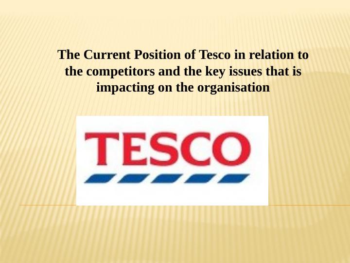 Current Position of Tesco Competitors & Key Issues