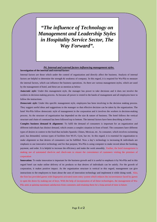 Influence of Technology on Management and Leadership Styles in Hospitality Service Sector_1