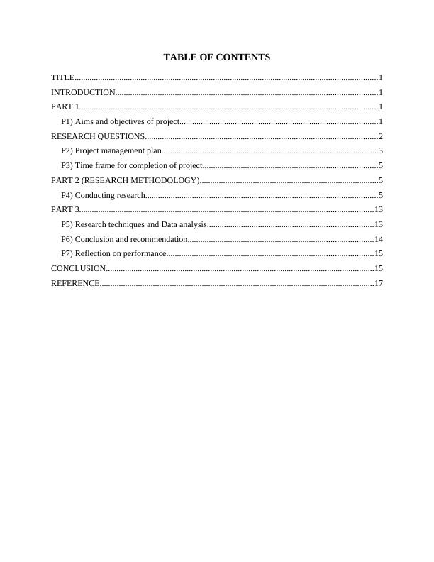 Project Management TABLE OF CONTENTS_2