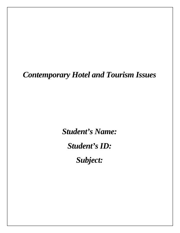 Contemporary Hotel and Tourism Issues_1