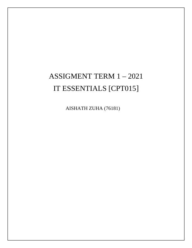 IT Essentials Assignment Sample_1