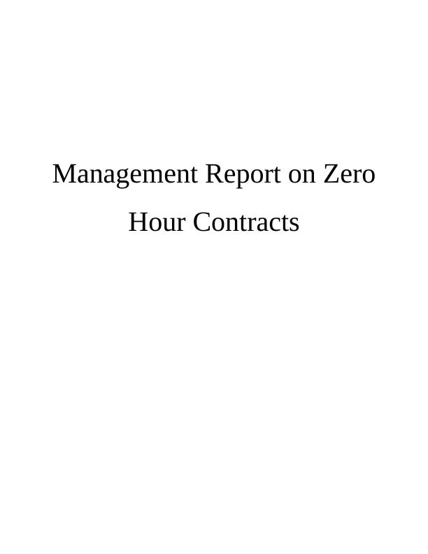 Management Report on Zero Hour Contracts_1