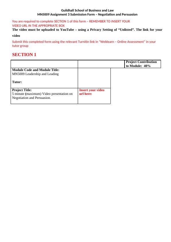 MN5009 Assignment 3 Submission Form – Negotiation and Persuasion_1