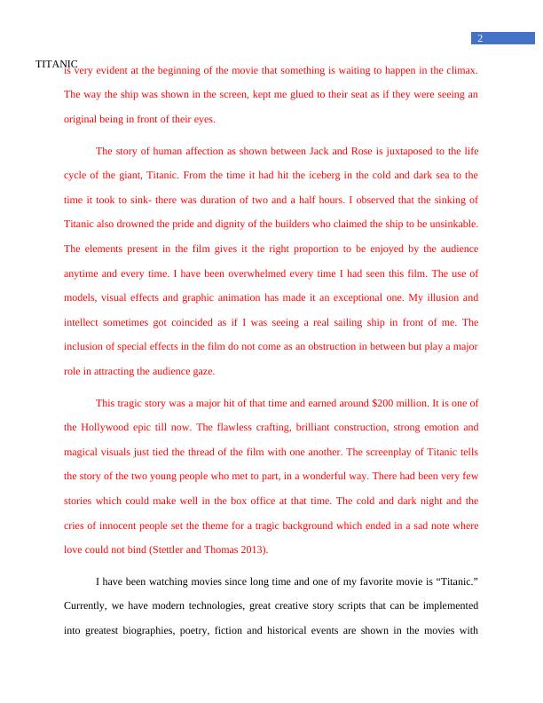 Реферат: Titanic Essay Research Paper Movie Review Name
