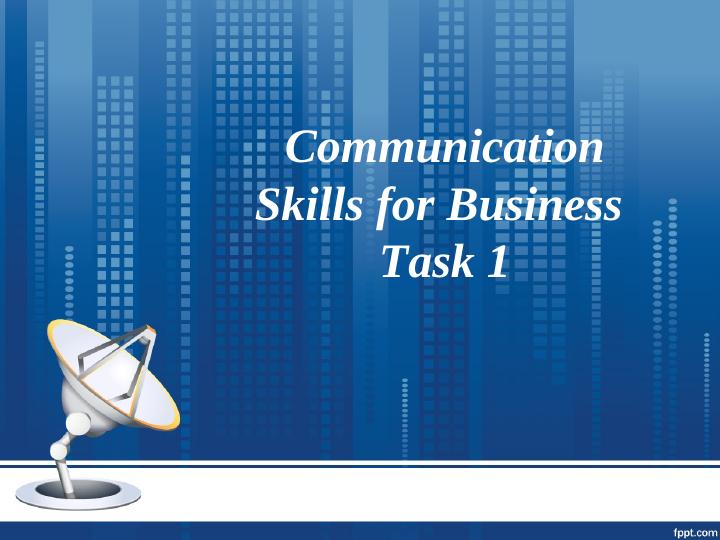 Communication Skills for Business Task 1.