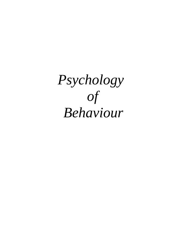 Psychology of Behaviour Sample Assignment_1