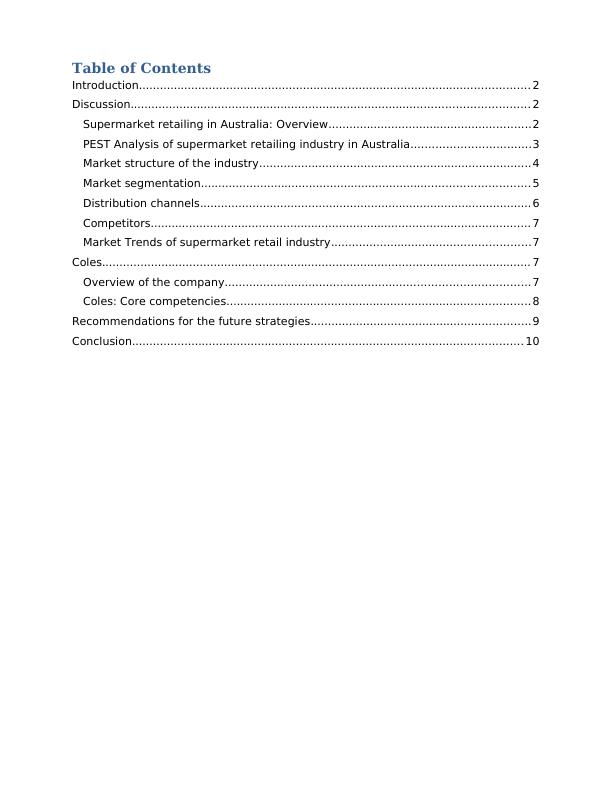 Industry Analysis: Coles | Desklib