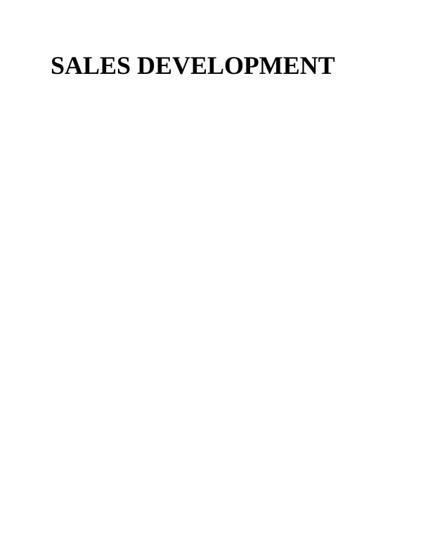 (solved) Sales Development Strategies Assignment_1