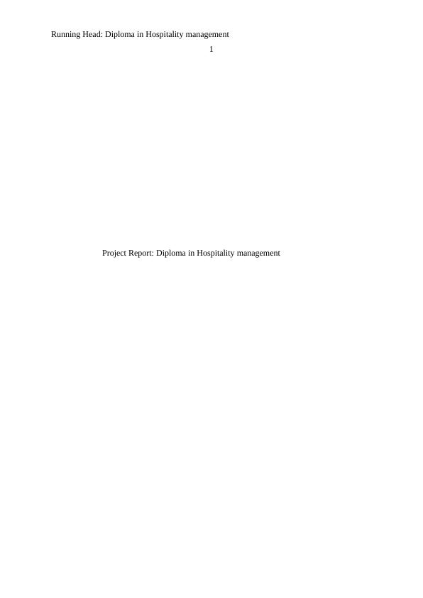 Project Report of Hospitality Management_1