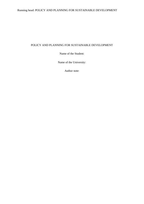 Policy and Planning for Sustainable Development_1