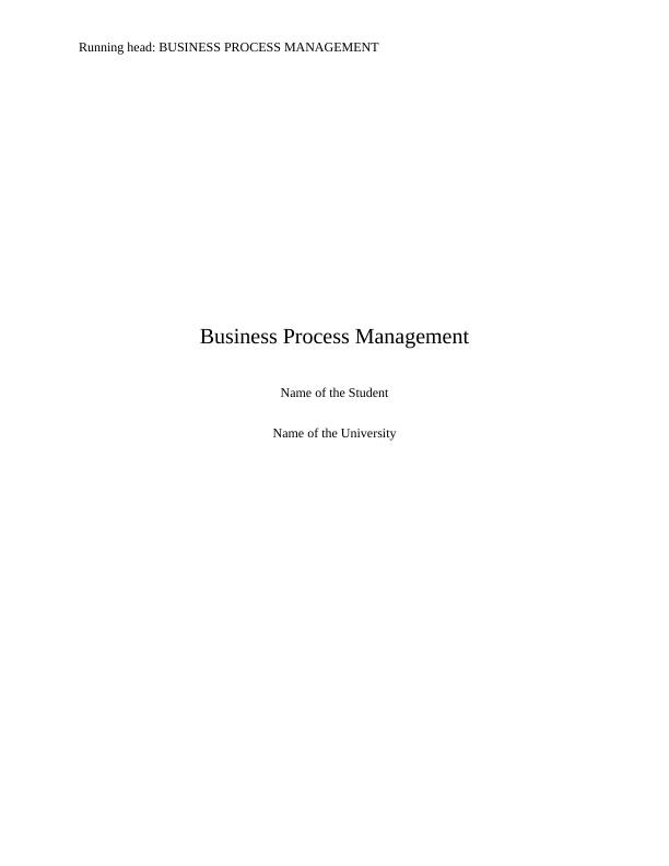 MPM701 Assignment on the Business Process Management_1
