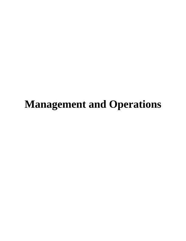 Management and Operations M&S Ltd Assignment_1
