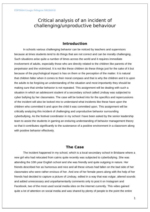 Critical Analysis of Cyberbullying Incident in a Secondary School_1