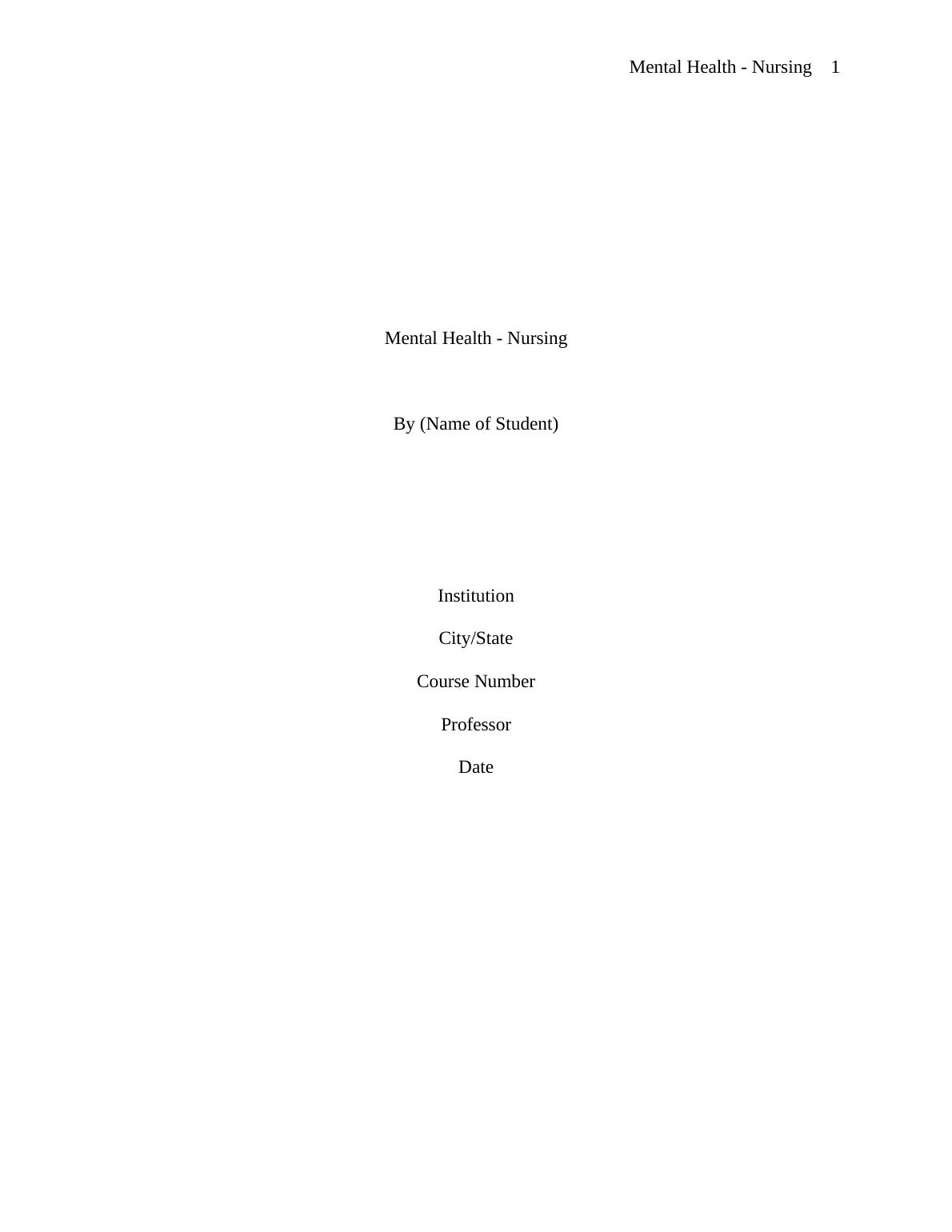 Mental Health Nursing Assesment Report_1
